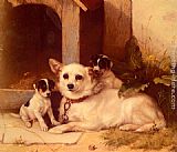 Walter Hunt Mother And Puppies Resting painting